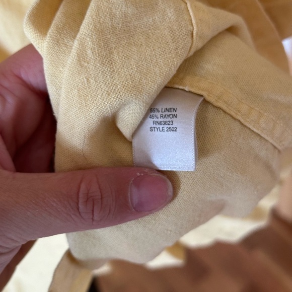 Christopher & Banks Butter Yellow Button-Up Women's Top Large Linen - Picture 7 of 11